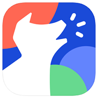bark kids app - white dog - multicolor background.png