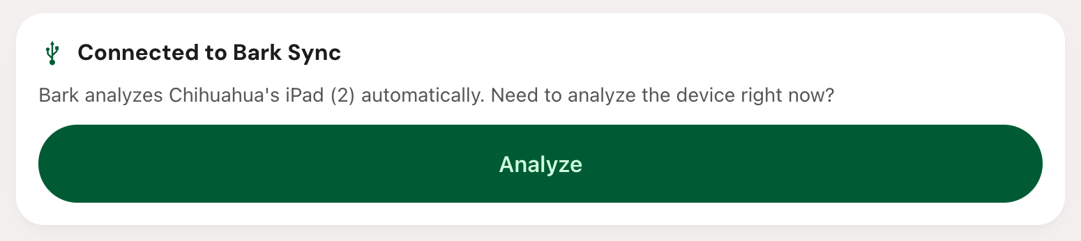 iOS UI connected to Sync or computer or Home with green analyze button.png